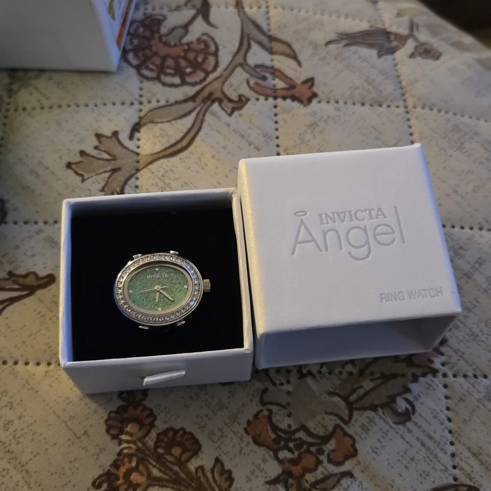 Invicta woman's Mini Angel Ring watch‎ 24mm Silver 49597 NIB $199 Retail